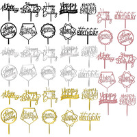40 Pcs Happy Birthday Cake Topper Acrylic Birthday Cupcake Topper Cake Pick Decorations For Birthday Party Cake Desserts Pastries 10 Styles 4 Colors