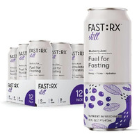 Fastrx Blueberry Acai Still Hydrating Fasting/Keto Drinks - Includes Essential Electrolytes, Vitamins, De-Sugared Lemon Juice - Zero Sugar Energy Drinks, 16 Fl Oz (Pack Of 12)