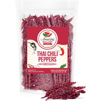 Authentic Red Thai Chili Peppers, 10 Oz. Bag, Genuine Hot Red Whole Pepper Chilis, Dried Fresh For Cooking Traditional Asian Foods, Soups, And Curry By Amazing Chiles & Spices