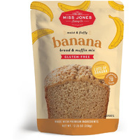 Miss Jones Baking Banana Bread & Muffin Mix - Whole Grains, 50% Lower Sugar, Real Banana, Vegan Banana Bread, Naturally Sweetened Desserts & Treats, 10.57 Ounce (Pack Of 6)