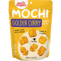 Sun Tropics Mochi Snack Bites, Golden Curry Flavor- 3.5 Oz (6 Pack) | Crispy Crunchy Mochi Bites, Rice Nuggets | Mochi Puff Rice Crackers- Gluten Free & Dairy Free- No Msg Added | Asian Rice Snacks