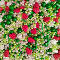 Homankit Strawberry Sprinkles White Mini Flowers Cookie Decorations Baking Cake Cupcake Topper Decoration 3.35 Ounce