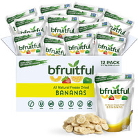 Bfruitful Freeze-Dried Banana, Freeze Dried Fresh Fruit Bites, Gluten Free, Vegan, Dairy Free, Kosher, No Sugar Added, Non Gmo, Healthy Snacks For Kids Or Adults, Single Snack Packs, 12 Pack
