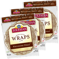 Toufayan Whole Wheat Tortilla Wraps (3 Pack, 18 Wraps Total)