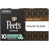 Peets Coffee House Blend K-Cup Coffee Pods For Keurig Brewers, Dark Roast, 10 Pods