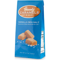 J Morgan Confections Heavenly Caramel | Vanilla Sea Salt Flavor | 4.7 Oz Bag, 4-Pack | Gourmet Soft And Chewy Butter Caramel Candies | Hand-Crafted Golden Treats