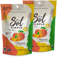 Sol Simple Organic Dried Mango | 6Oz Snack Pack (2 Bags Total) | One Ingredient | Vegan | Non-Gmo | No Added Sugar | Fair Trade | Dried Fruit | Mango