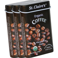 St. Claire's Organic Herbal Pastilles, (Coffee, 1.5 Ounce Tin, Bundle Of 3) | Gluten-Free, Vegan, Gmo-Free, Plant-Based, Allergen-Free | Made In Our Allergen-Free Facility