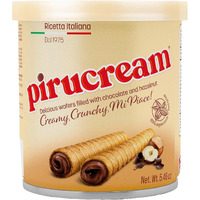Pirucream Rolled Wafers With Chocolate Hazelnut, Organic Alkaline 100% Cocoa - No Trans-Fat, Preservatives, Colorants Or Additives And Without Palm Oil (155Gr/ 5.46Oz Each One - 1 Pack Tin)