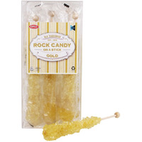 Extra Large Rock Candy Sticks: 12 Gold Crystal Rock Candy Sticks - Original Flavor - Individually Wrapped For Party Favors, Candy Buffet, Bridal And Baby Showers, Wedding Receptions And Anniversaries