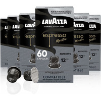 Lavazza Espresso Ristretto Dark Roast Arabica & Robusta Aluminum Capsules Compatible With Nespresso Original Machines (Pack Of 60) ,Value Pack, Intense And Full Bodied, Dark Crema, Intensity 12 Of 13