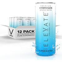 Elevate Hydrogen Water (12 Pack) Highest Hydrogen Infused Water For Recovery, Energy, Hydration, Focus, And Endurance. 3-5 Ppm Molecular Hydrogen Gas, -650 Orp (Oxidation Reduction Potential).