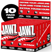 Jawline Chewing Gum (4 Month Supply) Watermelon - Define Your Jawline, Slim And Tone Your Face - Facial Exerciser For Men And Women - Sugar Free Hard Gum (10 Packs) (120 Pieces)