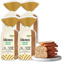 Hero Seeded Bread - Delicious Bread With 1G Net Carb, 0G Sugar, 60 Calories, 12G Fiber Per Slice | Tastes Like Regular Bread | Low Carb & Keto Friendly Bread Loaf -15 Slices/Loaf, 4 Loaves
