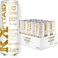 Fitaid Rx Zero, Keto-Friendly, Number 1 Post-Workout Recovery Drink, 0G Sugar, Quercetin, Creatine, Bcaas, Green Tea, 5 Calories, 12 Fl Oz (Pack Of 12)