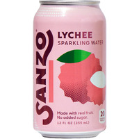 Sanzo Flavored Sparkling Water - Lychee (Berry), 12-Pack - Carbonated Drink Made With Real Fruit And Sugar-Free - Non-Gmo, Gluten-Free And Vegan - 12 Fl Oz Cans - Floral, Fragrant, And Sweet