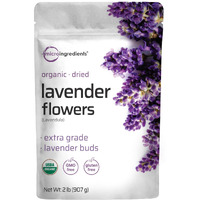 Organic Dried Lavender Flowers, 2Lb (32Oz) | Culinary Lavender From France For Tea, Home Fragrance & Sachets | Food Grade Edible Lavender Buds | Non-Gmo, Bulk Supply