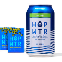 Hop Wtr Sparkling Hop Water, Classic 12 Pack, Sugar Free, Low Carb Non Alcoholic Drinks, Na Beer, Adaptogen Drink, No Calories, Adaptogens & Nootropics For Added Benefits, 12 Oz Cans