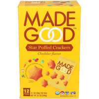 Madegood Organic Cheddar Star Puffed Crackers Multipack, 8.4 Oz