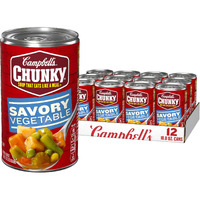Campbells Chunky Soup, Savory Vegetable Soup, 18.8 Oz Can (Case Of 12)