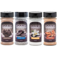 Sunny Sky Upouria Coffee Topping Variety Pack - Chocolate, Cookies N Cream, French Vanilla And Cinnamon With Brown Sugar - 5.5 Ounce Shakeable Topping Jars - (Pack Of 4)