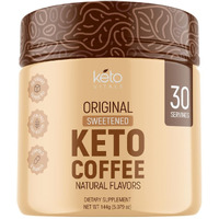 Keto Vitals Instant Keto Coffee Powder - 30 Servings - Low-Calorie Original Sweetened Coffee With Keto-Friendly Creamer