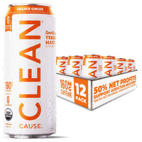 Clean Cause Zero Calorie Zero Sugar Orange Ginger Yerba Mate, Organic Energy Drink Alternative (16Oz Cans, 12-Pack Case) Zero Sugar, Keto Friendly, 160Mg Caffeine, Healthy Alternative To Soda & Energy Drinks.