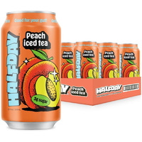 Halfday Prebiotic Peach Iced Tea Cans, 12 Pack, Supports Digestive Health & Gut Health, 8G Plant Fiber & Prebiotics, Gluten Free, Paleo, Low Calorie, Low Sugar, Organic Tea, 12 Fl Oz, 355 Ml