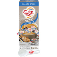 Nestle Coffee Mate Plant Based Liquid Coffee Creamer Singles, Vanilla Flavored Oat Milk, 50 Ct Box With By The Cup Coffee Scoop