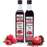 De La Rosa Organic Raspberry & Pomegranate Vinegar, Raw & Unfiltered, Vegan, Gluten Free & Kosher, Great For Organic Salad Dressing And Marinades, 100% Pure Vinegars 16.9 Oz (Pack Of 2)