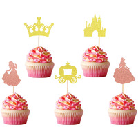Arthsdite Pack Of 40 Pre-Assembled Princess Cupcake Toppers Crown Castle Girl Cupcake Toppers Birthday Fruits Picks For Princess Theme Party Decoration