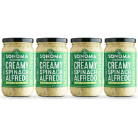 Sonoma Gourmet Spinach Alfredo Pasta Sauce | Gluten-Free And No Sugar Added | Made With Real Cream | 15.5 Ounce Jars (Pack Of 4)