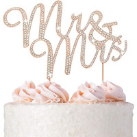 Mr And Mrs Wedding Cake Topper - Premium Rose Gold Metal - Sparkly Wedding Or Anniversary Cake Topper - Now Protected In A Box