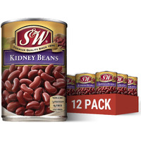 S&W Canned Kidney Beans, Plant Protein And Fiber, Gluten Free, Vegan, Fat Free, 12 Pack Of 15.5 Oz Cans