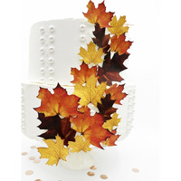 Edible Wafer Fall Leaves Assorted Size Set Of 15 - Cake & Cupcake Toppers - Edible Fall Leaves For Cake Decorating - Autumn Cake Decorating