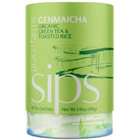 Grace Farms Organic Genmaicha Green Tea (16 Pyramid Sachets) | Japanese Sencha And Toasted Rice | Smooth And Nutty | Organic And Kosher Certified | Gives Back 100% Of Profits