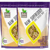 Betterfoods Raw Superfoods Five Seeds Mix | Pumpkin, Sunflower, Chia, Flax, Sesame Seeds Blend For Salads & Snacking | 7G Protein, 1G Net Carbs, High Fiber, Non-Gmo, Gluten & Soy-Free | 32Oz, 2 Pack