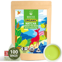 Wt Weetee Organic Matcha Green Tea Bags, Usda Organic Japanese Matcha + Sencha Green Tea Blend 100 Pyramid Sachets, Easy & Quick To Brew For Cold Or Hot
