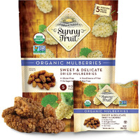 Sunny Fruit Soft Organic Turkish Dried Mulberries - 1 Bag (5 Individual Portion Packs) | Healthy, Convenient Superfood Snack Packs | Organic, Non-Gmo, Vegan, Halal, No Preservatives, No Sugar Added