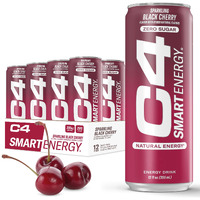 C4 Smart Energy Drink - Sugar Free Performance Fuel & Nootropic Brain Booster, Coffee Substitute Or Alternative | Black Cherry 12 Oz - 12 Pack
