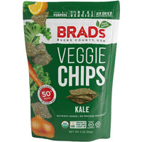 Brad's Plant Based Organic Veggie Chips, Kale, 3 Bags,9 Servings Total