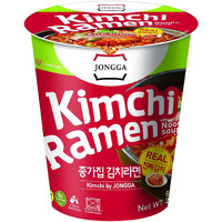 Jongga Kimchi Ramen With Real Kimchi 2.9 Oz Pack Of 6, Korean Instant Hot And Spicy Noodle Soup, Authentic Savory Ramen Bowl, Quick And Convenient