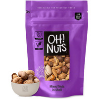 Mixed Nuts In Shell | Raw - 100% Natural | 2 Lb | Jumbo-Sized Premium Shelled Nuts | Packed In New York Zip-Seal Bag For Exceptional Freshness By Oh Nuts