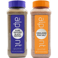Alpont Gourmet Himalayan Pink Salt And Ground Black Pepper Set (40Oz Salt And 21Oz Pepper) - Seasoning For Cooking - For Seasoning All Your Dishes - Perfect For Meat, Fish, Vegetables And More