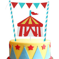 Vintage Circus Cake Topper Circus Tent Big Top Cake Topper For Carnival Theme Baby Shower Kid's 1St 2Nd 3Rd 4Th 5Th 6Th Birthday Party Decorations Supplies