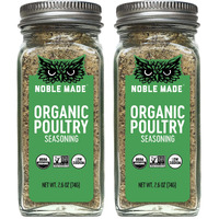 Noble Made Classic Organic Poultry Seasoning, Keto Friendly, Gluten Free, Sugar Free, Usda Organic, Whole 30, Low Sodium, Great For Grilling, Savory Rub, Chicken, Turkey, 2 Ct Bundle, Glass Shakers