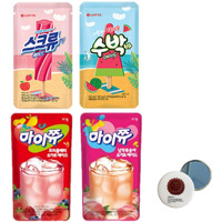 Korean Covenienve Store Drink Pouch Sampler Set - 5 Pack 10 Pack (Grape, Strawberry, Blue Lemonade, Peach Ice Tea, Shine Muscat) + Dalgaru Yakgwa Mirror (2024 Summer Ade 4 Pack)