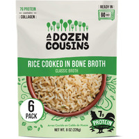 A Dozen Cousins Rice Cooked In Bone Broth Microwaveable Rice Packets | 7G Protein | Contains Collagen (Classic Chicken Broth, 6 Pack)