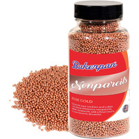 Bakerpan Edible Rose Gold Nonpareils Sprinkles For Cupcakes, Rose Gold Sprinkles Edible For Cake Decorating - 5.1 Ounces (Made In Usa)