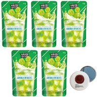 Korean Covenienve Store Drink Pouch Sampler Set - 5 Pack 10 Pack (Grape, Strawberry, Blue Lemonade, Peach Ice Tea, Shine Muscat) + Dalgaru Yakgwa Mirror (Shine Muscat 5 Pack)